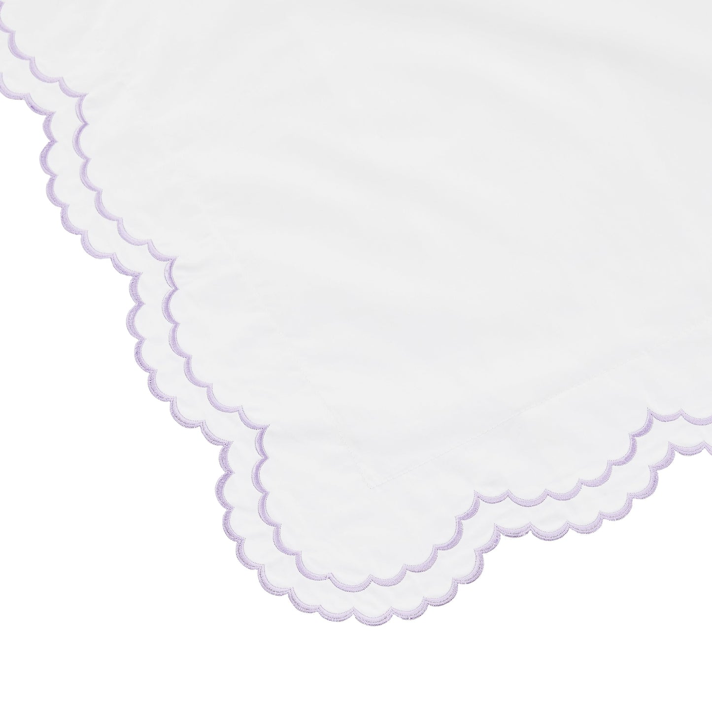 Embroidered Percale Crisp Cotton Double Scallopier Duvet Set and Sham