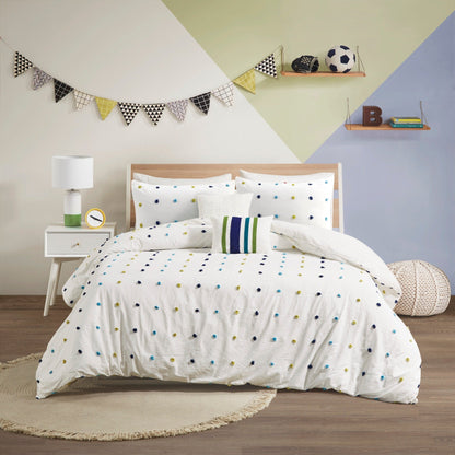 Ensley Cotton Jacquard Pom Pom Comforter Set by Intelligent Design Kids