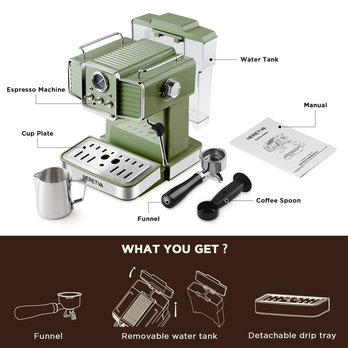 Espresso Coffee Machine with Milk Frother Steam