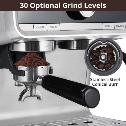 Espresso Coffee Maker, with Grinder, 2.8 L Water Tank