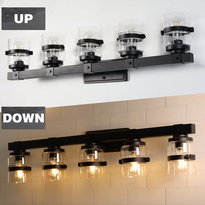 ExBrite Farmhouse 3-lights Bathroom Dimmable Iron Black Vanity Lights Wall Sconces