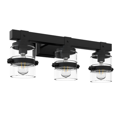 ExBrite Farmhouse 3-lights Bathroom Dimmable Iron Black Vanity Lights Wall Sconces