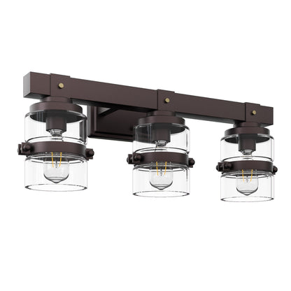 ExBrite Farmhouse 3-lights Bathroom Dimmable Iron Black Vanity Lights Wall Sconces