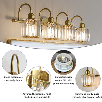ExBrite Modern Rose Gold 1/2/3/4/5-light Bathroom Dimmable Crystal Vanity Lights Wall Sconces