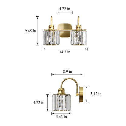 ExBrite Modern Rose Gold 1/2/3/4/5-light Bathroom Dimmable Crystal Vanity Lights Wall Sconces