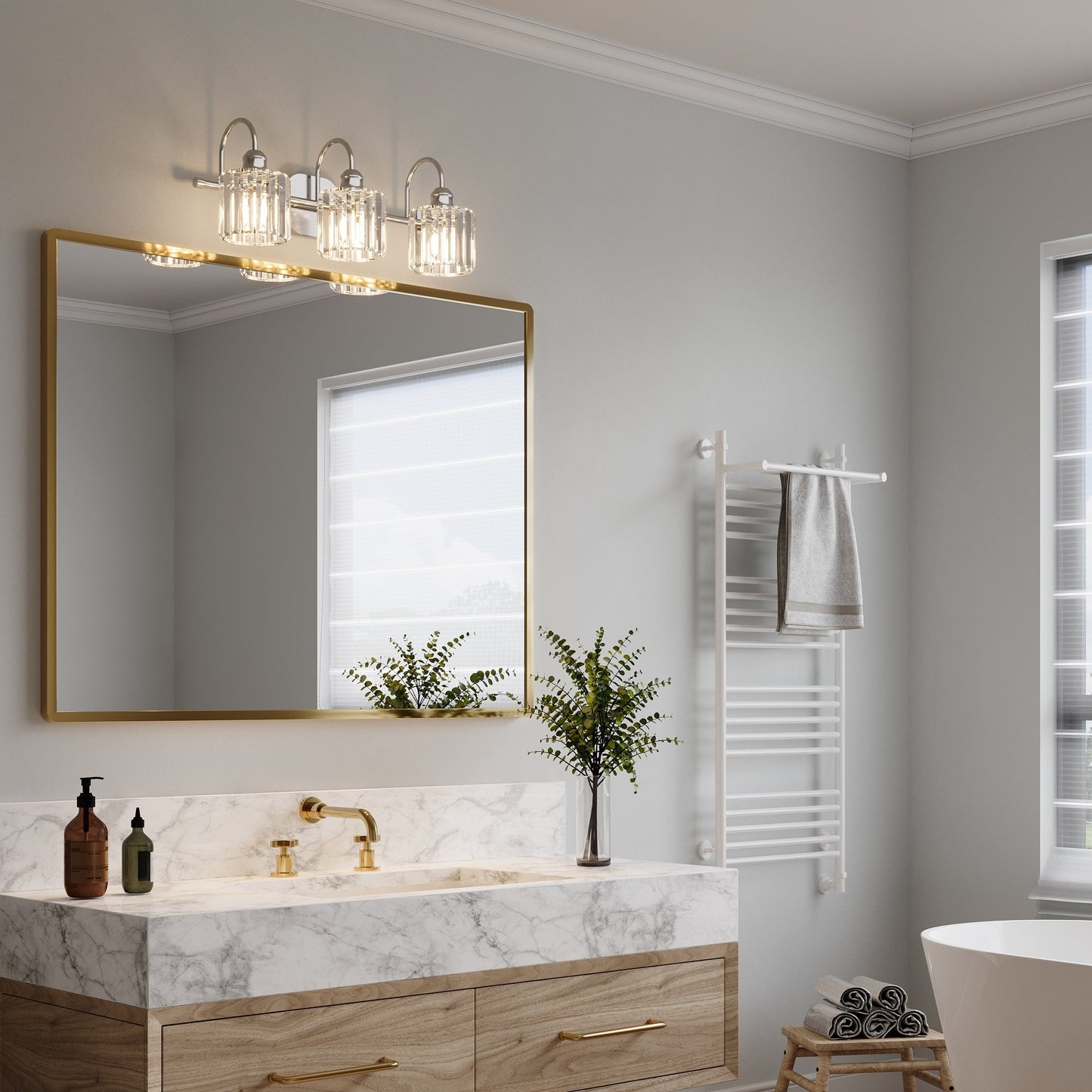 ExBrite Modern Rose Gold 1/2/3/4/5-light Bathroom Dimmable Crystal Vanity Lights Wall Sconces