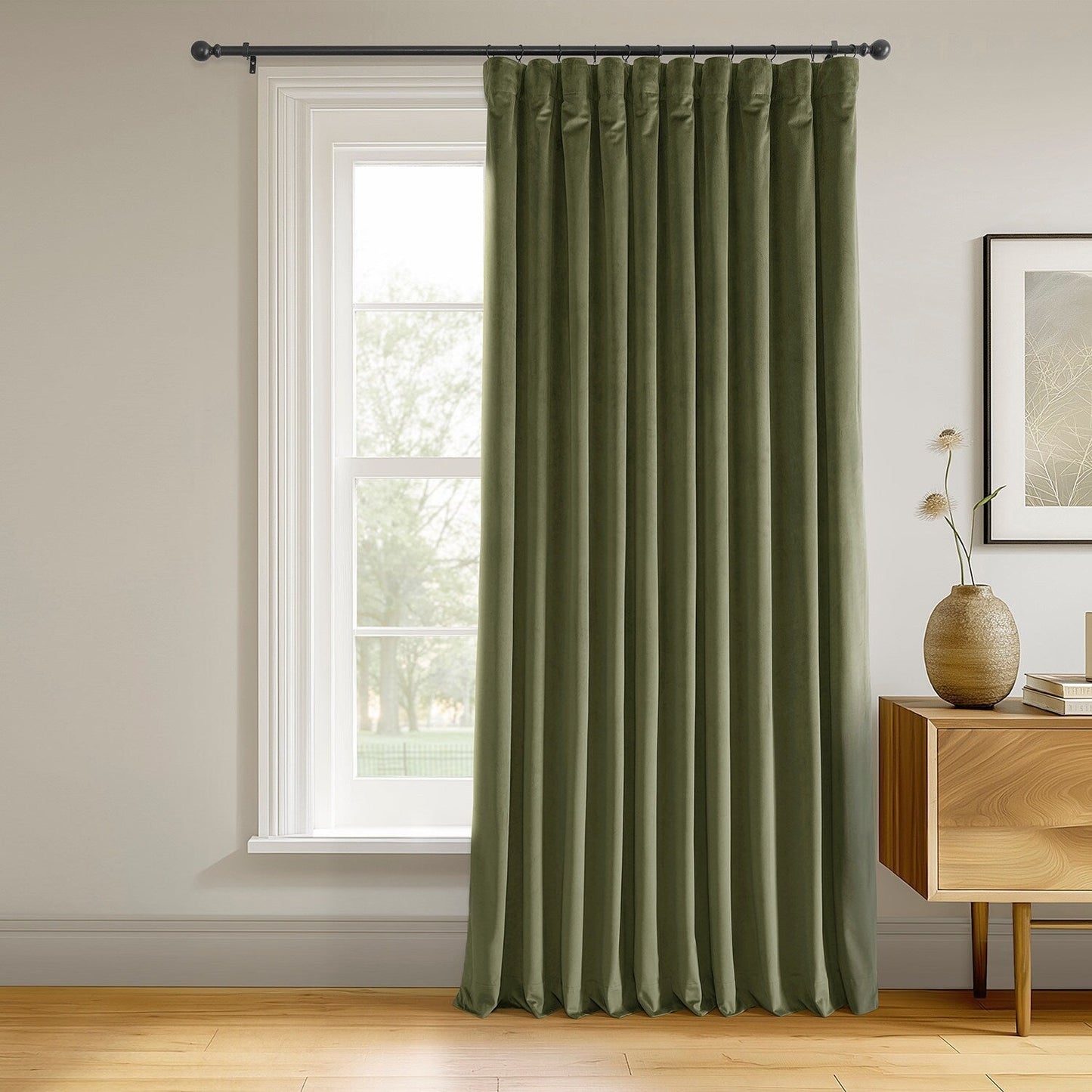 Exclusive Fabrics Signature Extra Wide Blackout Velvet Curtains (1 Panel) - Luxurious Blackout Drapes