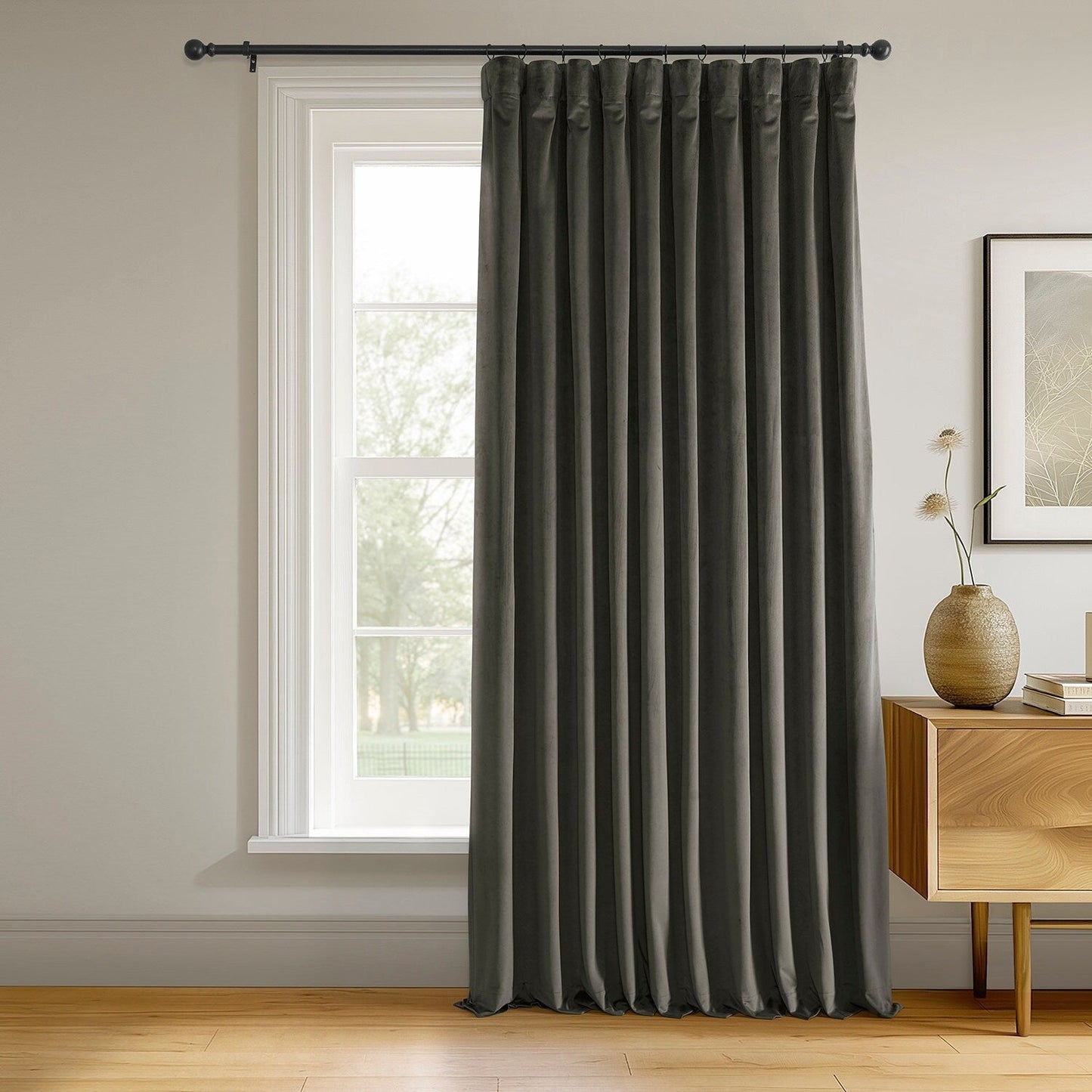 Exclusive Fabrics Signature Extra Wide Blackout Velvet Curtains (1 Panel) - Luxurious Blackout Drapes
