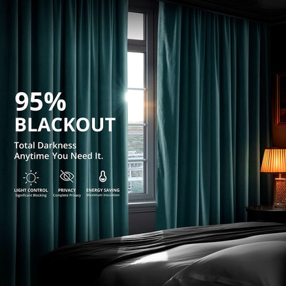 Exclusive Fabrics Signature Extra Wide Blackout Velvet Curtains (1 Panel) - Luxurious Blackout Drapes