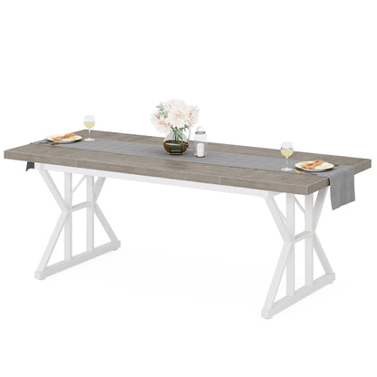 Farmhouse Dining Table for 6 People, 70.8-Inch Rectangular Wood Kitchen Table