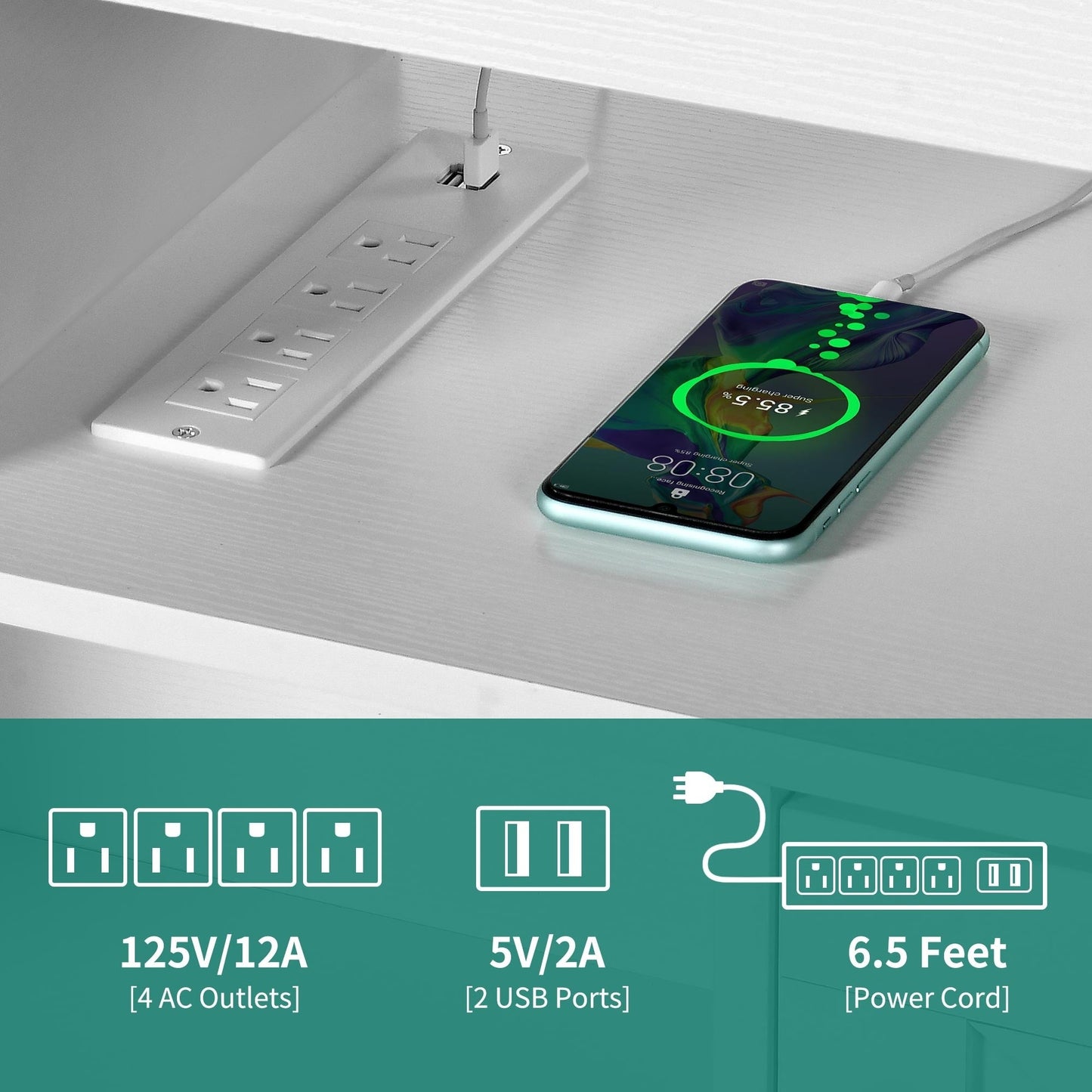 Farmhouse TV Stand for up to 65 TV with Doors and Open Shelves Media Console Power Outlet