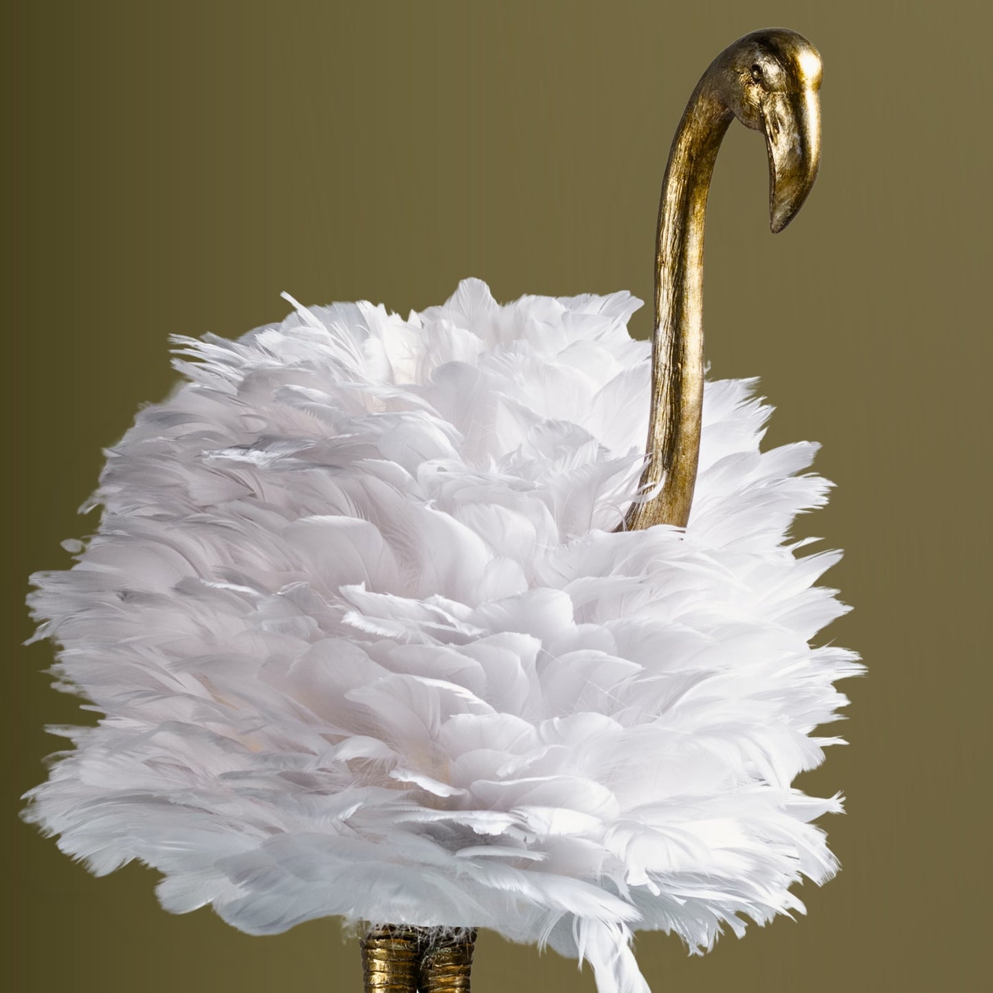 Flamingo Table Lamp - White and Gold - 30.5 H - 30H x 19W x 14D