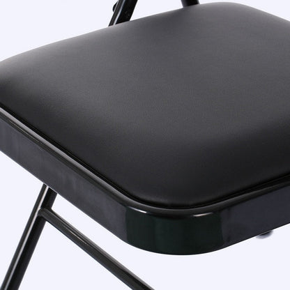 Folding Chairs with Leather Padded Seats Black 4-Pack