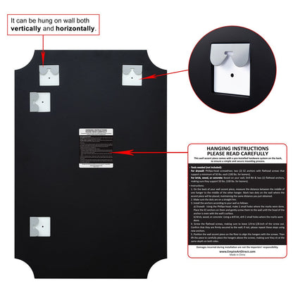 Frameless Rectangle Scalloped Beveled Wall Mirror, Bathroom, Vanity, Bedroom Mirror,1-beveled Edge - Clear