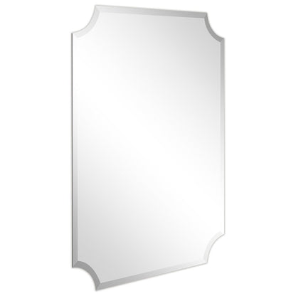 Frameless Rectangle Scalloped Beveled Wall Mirror, Bathroom, Vanity, Bedroom Mirror,1-beveled Edge - Clear