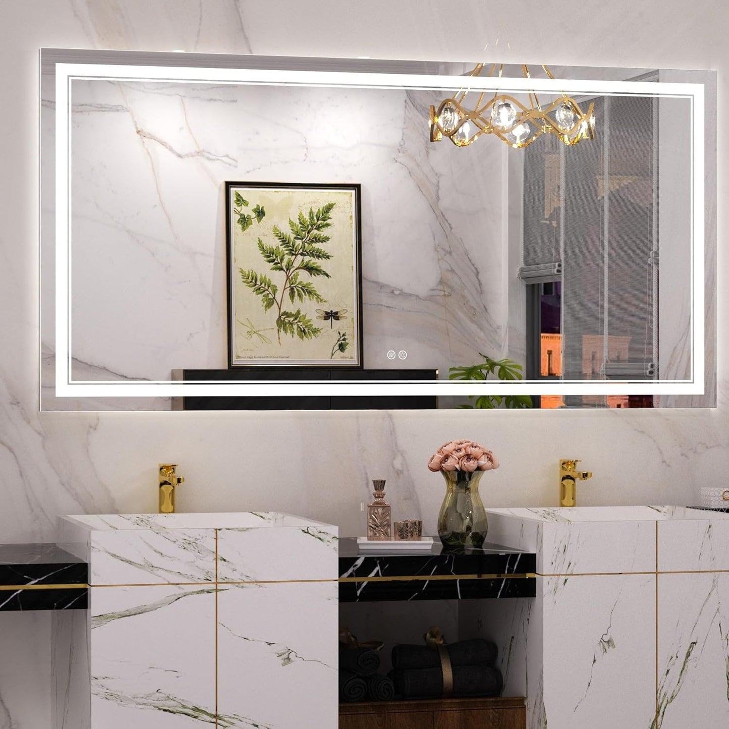 Full Size Front & Back LED Lighted Anti-fog Tempered Glass Wall Bathroom Vanity Mirror