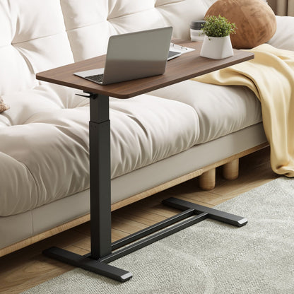 FunniHomi 28/32 Movable Overbed Table Height Adjustable Computer Desk with Wheels, White/Black Laptop Table for Bed and Sofa