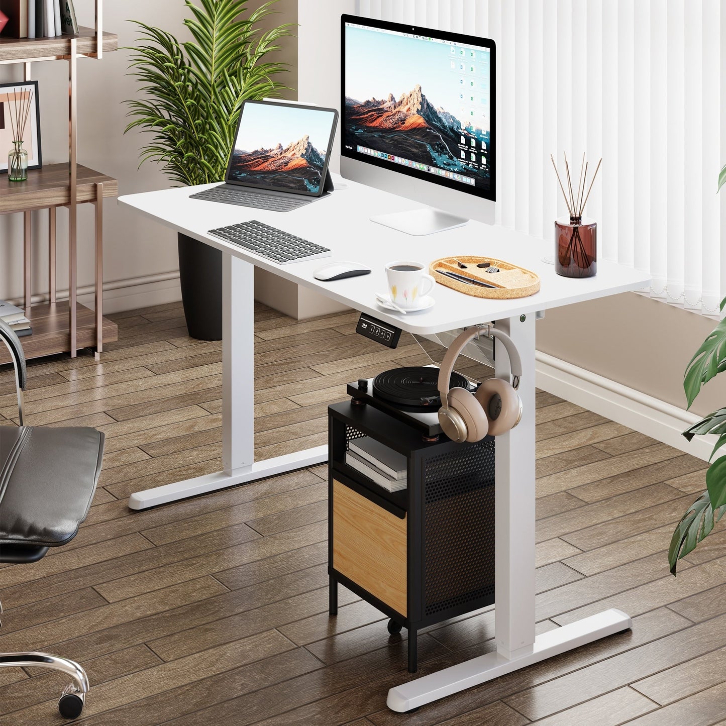 Futzca Height Adjustable Electric Standing Desk Sit Stand Computer Stand up Desk with Splice Board