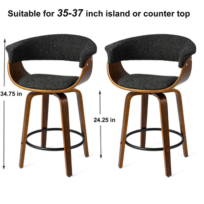 Glitzhome Set of 2 or 4 Modern Counter & Bar Height Wooden Swivel Bar Stools