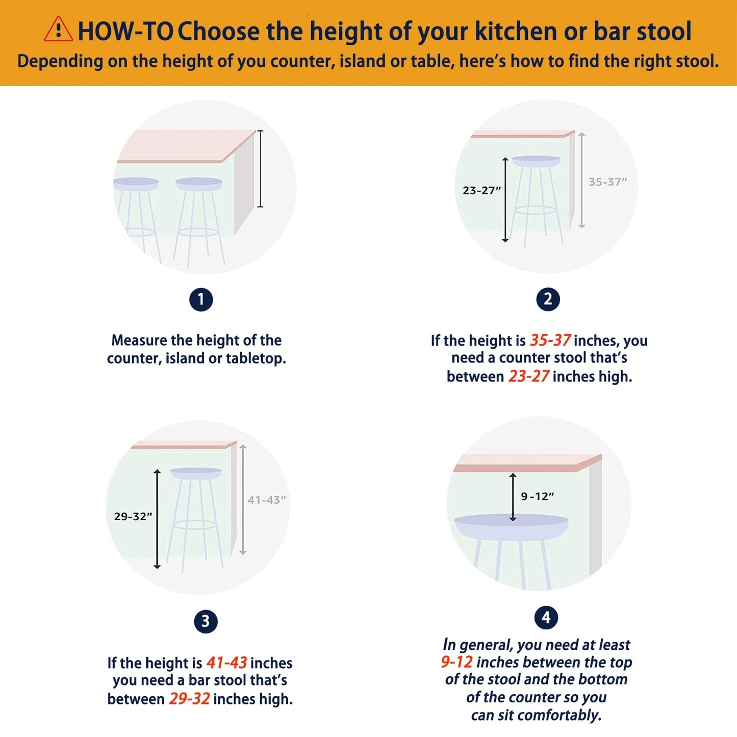 Glitzhome Set of 2 or 4 Modern Counter & Bar Height Wooden Swivel Bar Stools