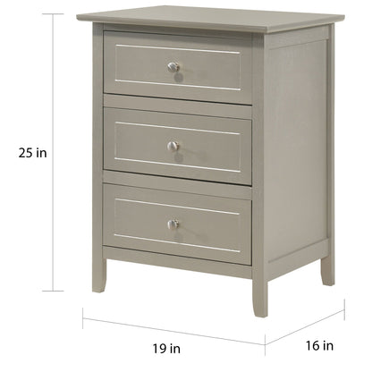 Daniel 3-drawer Transitional Wooden Nightstand