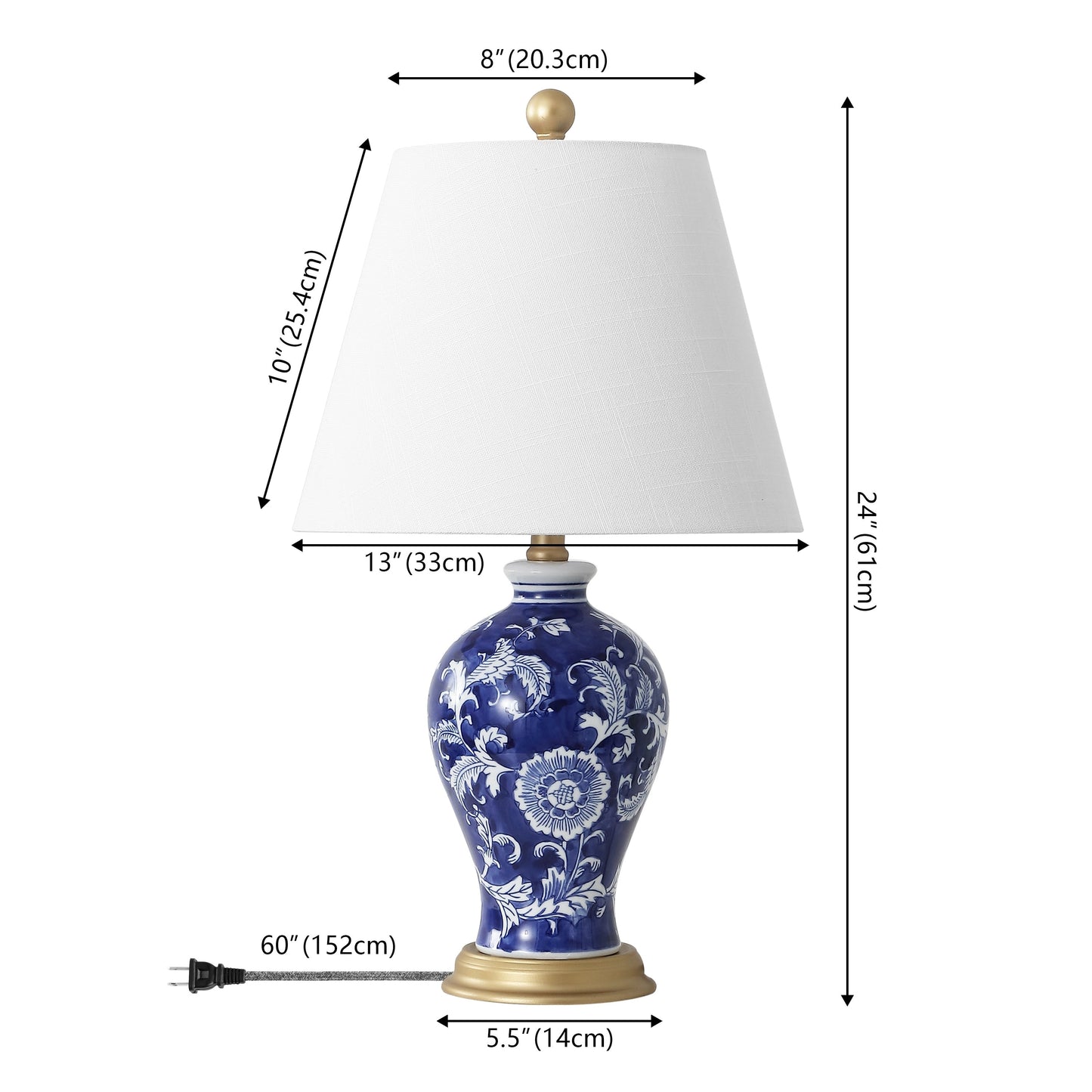 Grace 24 Floral LED Table Lamp, Multi/Brass by JONATHAN Y