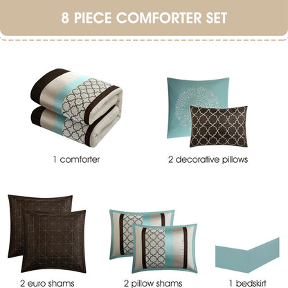 Nanshing Avalon Trellis 8-Piece Moroccan Print Comforter Set