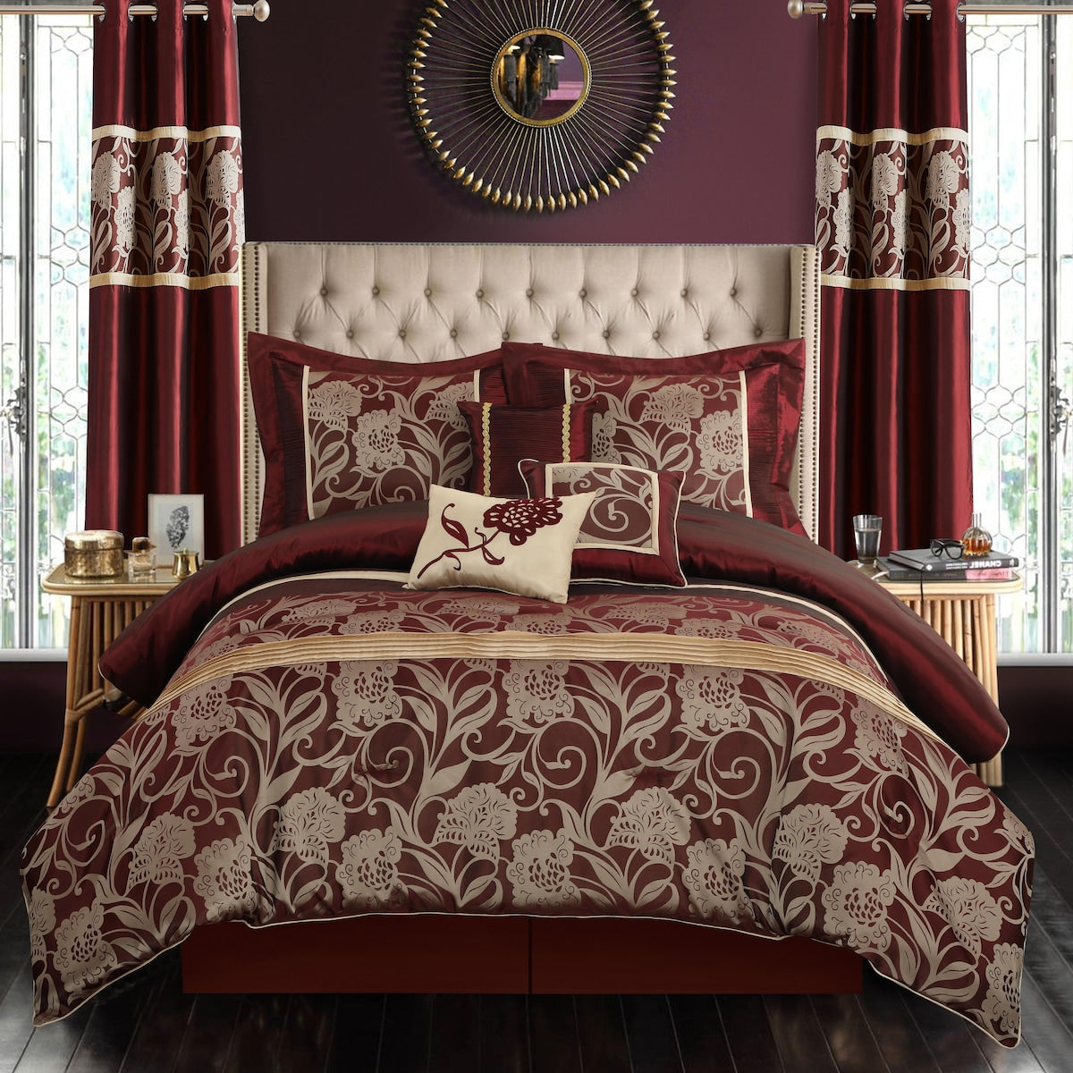 Nanshing Brie 9 Piece Floral Jacquard Comforter Set