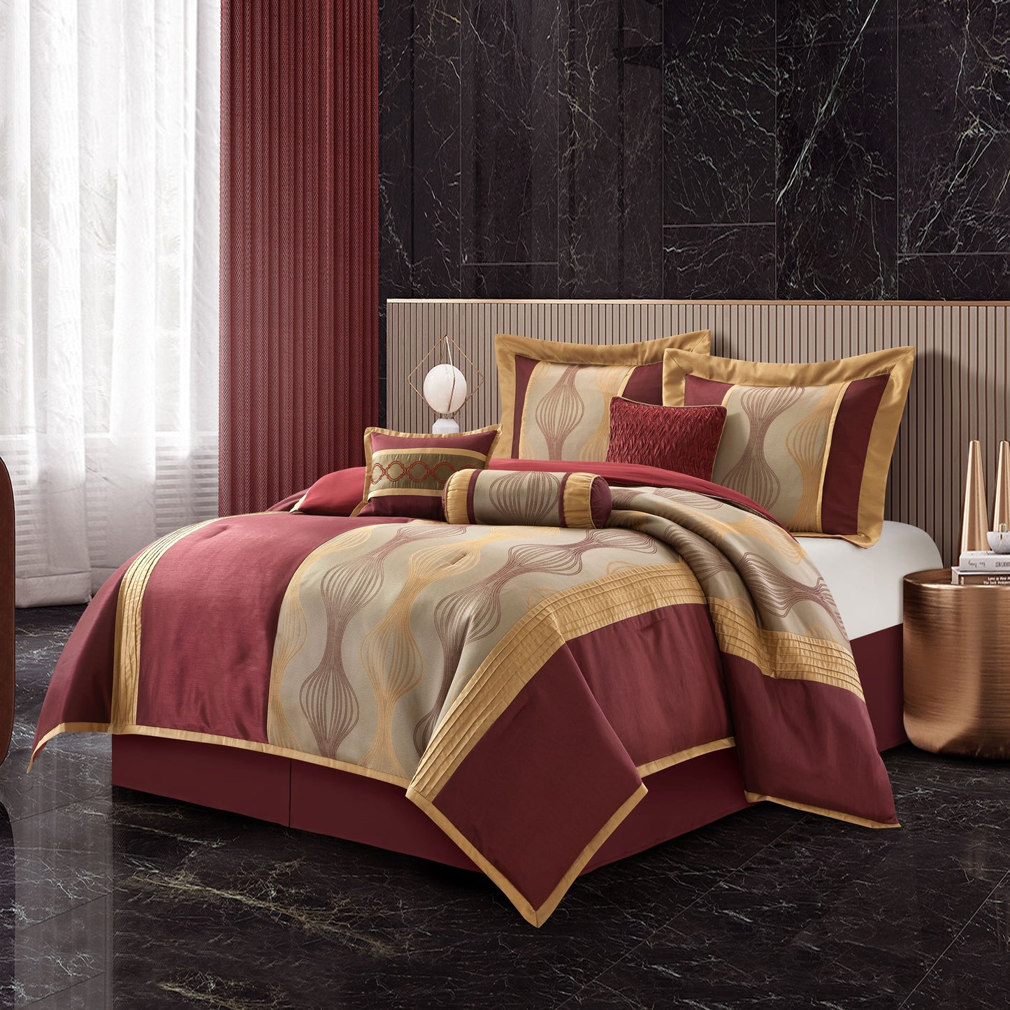 Nanshing Daniella 7-Piece Modern Geometric Comforter Set