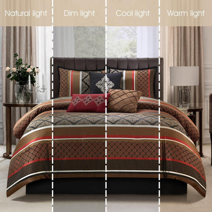 Nanshing Jensen 7 Piece Jacquard Geometric Comforter Set