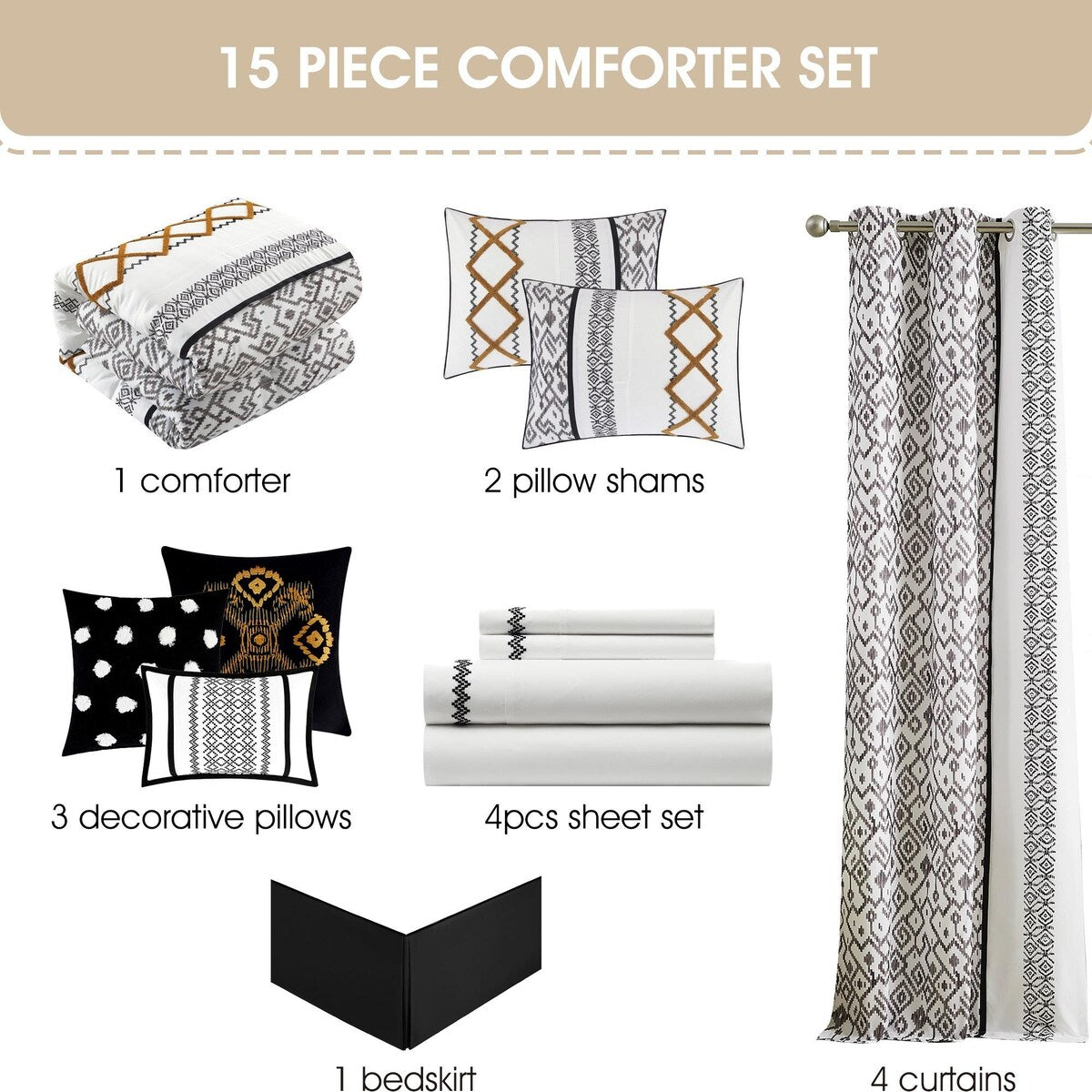 Nanshing Trina 15 Piece Boho Embroidered Comforter Set