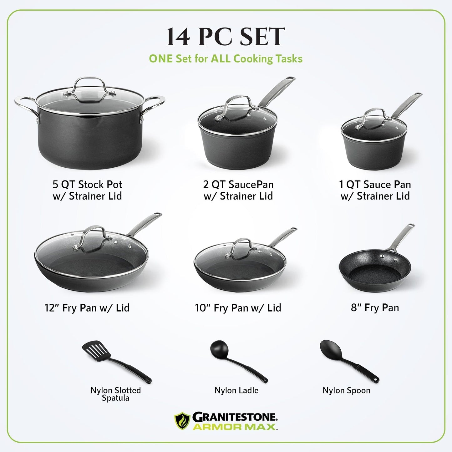 Granitestone Armor Max 14 Piece Hard Anodized Cookware Set