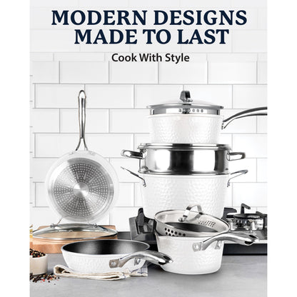 Granitestone Charleston Hammered 15 Piece Nonstick Cookware Set