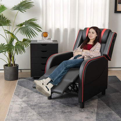 Gymax Massage Gaming Recliner Chair PU Leather Single Recliner Sofa