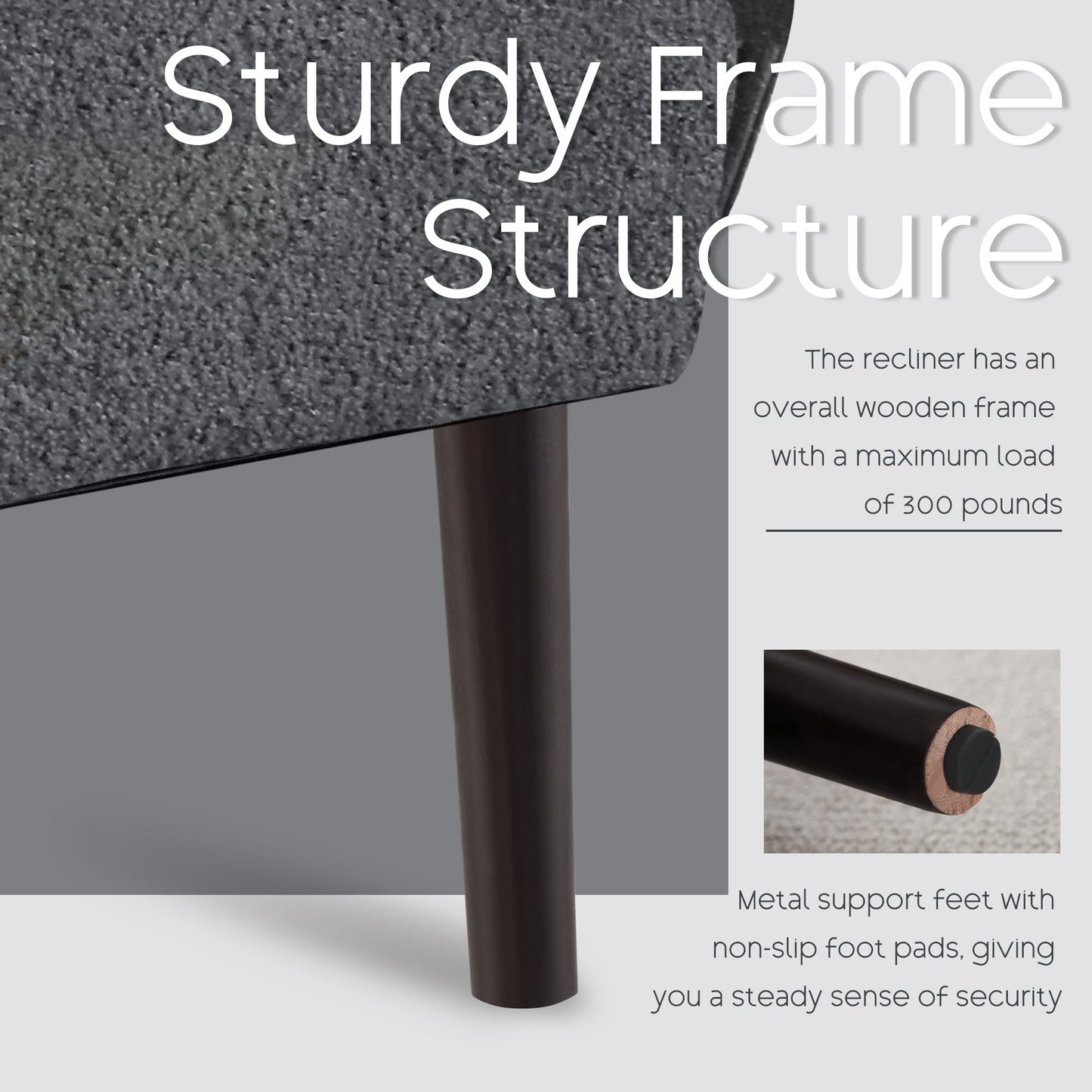 HOMYKA Accent Lounge Chair with Adjustable Backrest Storage Ottoman