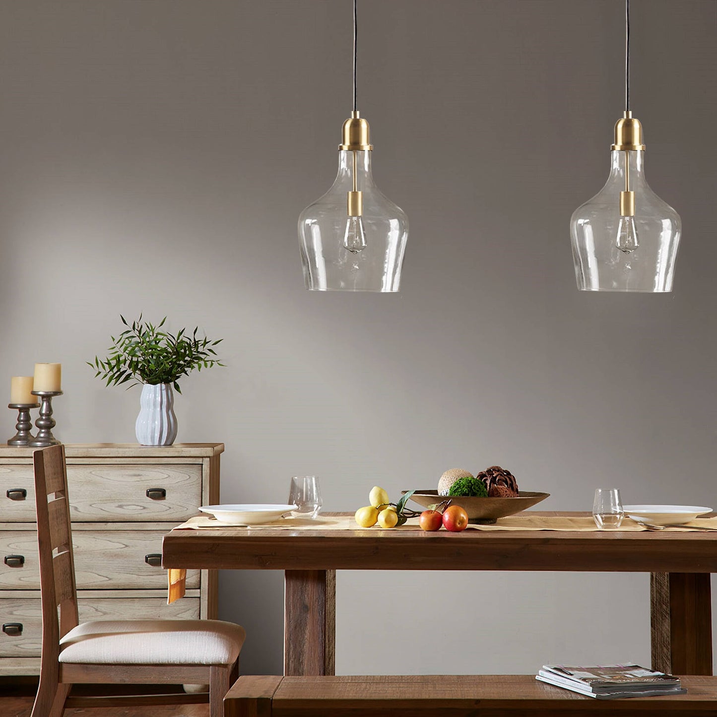 INK+IVY Auburn Bell Shaped Hanging Glass Pendant Light