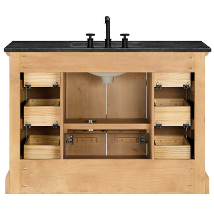 Hervas Bath Vanity with Natural Marble Top without Mirror