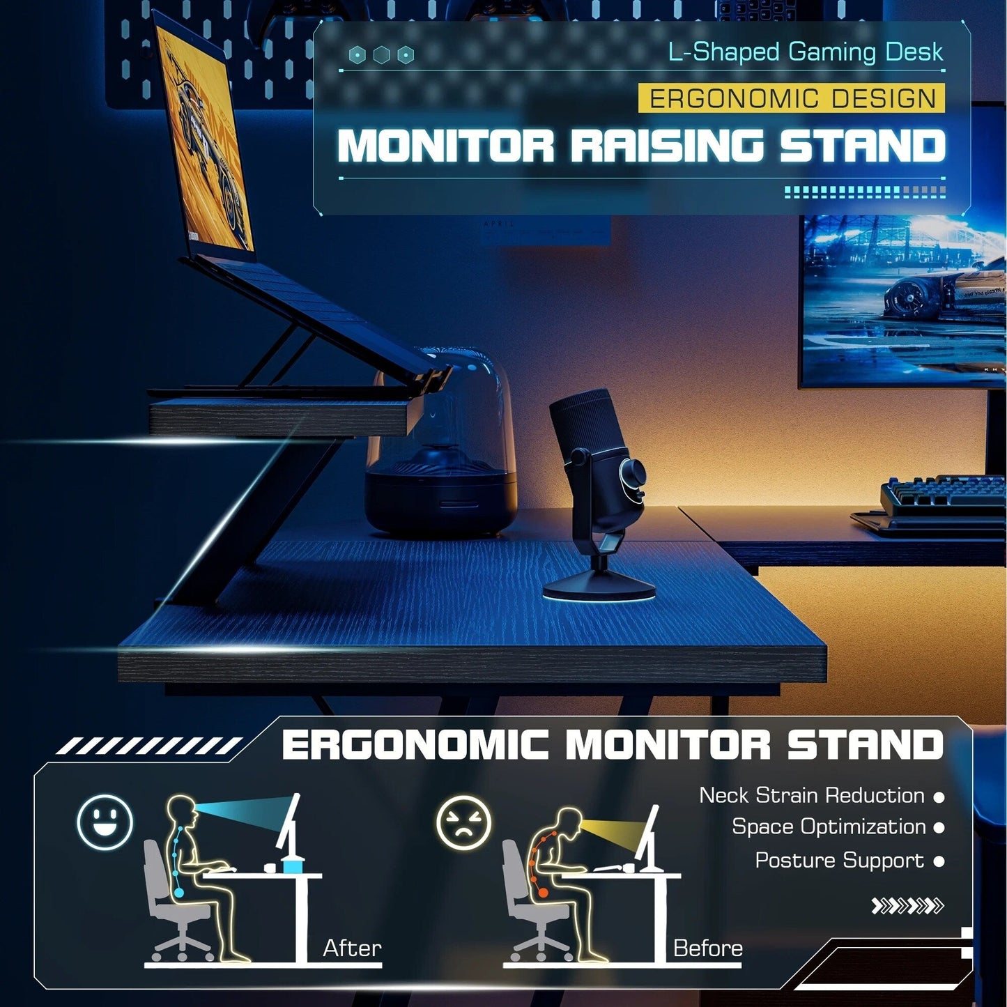 Homall L-Shaped Gaming Desk Computer Corner Desk Office Writing Desk