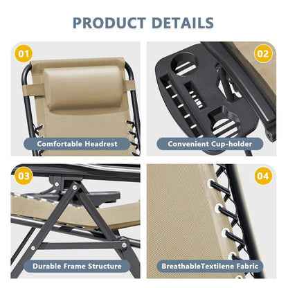 Homall Patio Zero Gravity Chair Lawn Lounge Chair with Pillow Set of 2