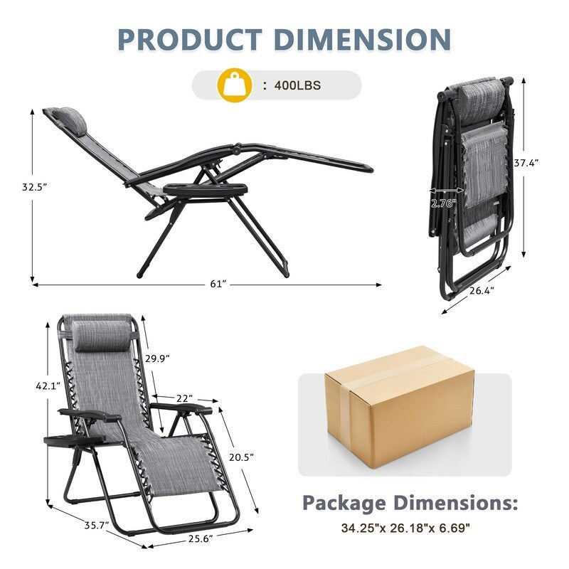 Homall Patio Zero Gravity Chair Lawn Lounge Chair with Pillow Set of 2