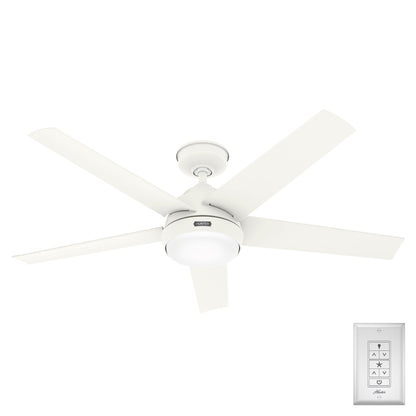 Hunter 52 Skyflow Outdoor Ceiling Fan w/ LED Light Kit, Wall Control - Coastal Modern Contemporary - WeatherMax - WET-RATED!