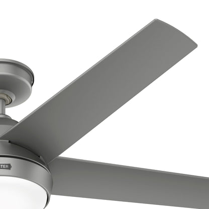 Hunter 52 Skyflow Outdoor Ceiling Fan w/ LED Light Kit, Wall Control - Coastal Modern Contemporary - WeatherMax - WET-RATED!