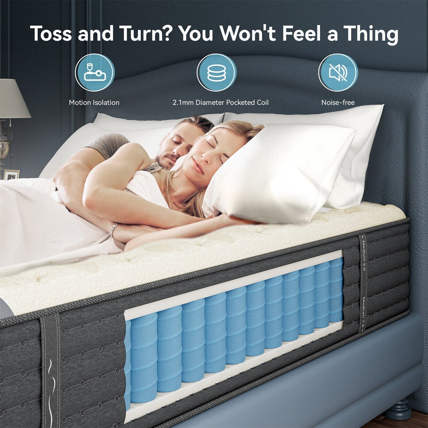 SweDrea 14 in. Luxurious Double-Sided Hybrid Mattress – Medium/Firm with CertiPUR-US, SGS and OEKO-TEX