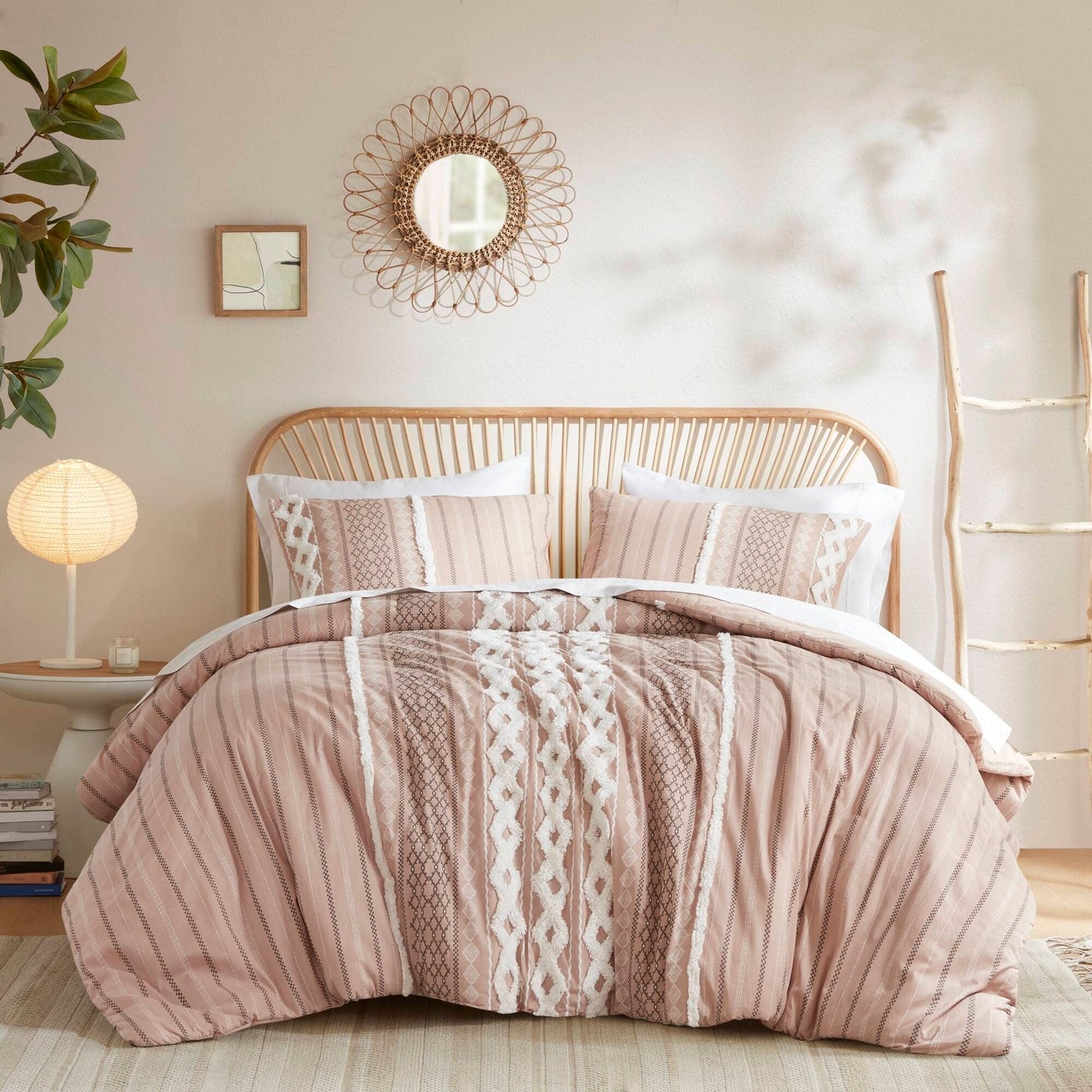 INK+IVY Imani Cotton Printed Duvet Cover Set with Chenille