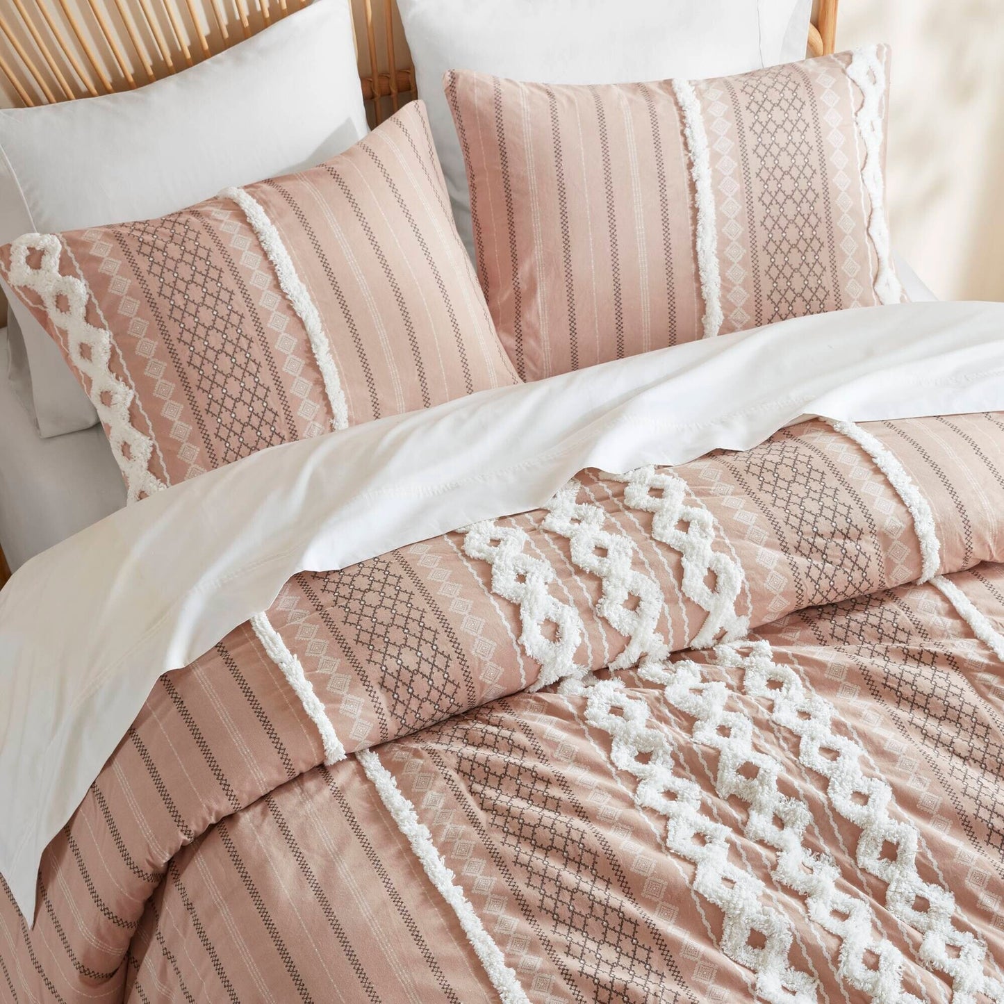 INK+IVY Imani Cotton Printed Duvet Cover Set with Chenille