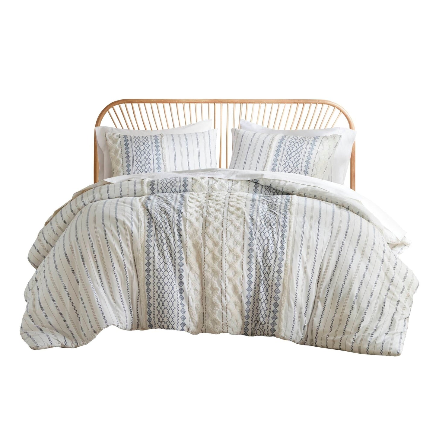 INK+IVY Imani Cotton Printed Duvet Cover Set with Chenille