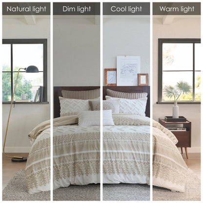 INK+IVY Mila 3 Piece Cotton Duvet Cover Set with Chenille Tufting