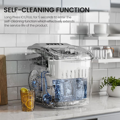 Ice Makers Countertop, Portable Ice Maker Machine with Handle, Self-Cleaning Ice Maker, for Home/Office/Kitchen