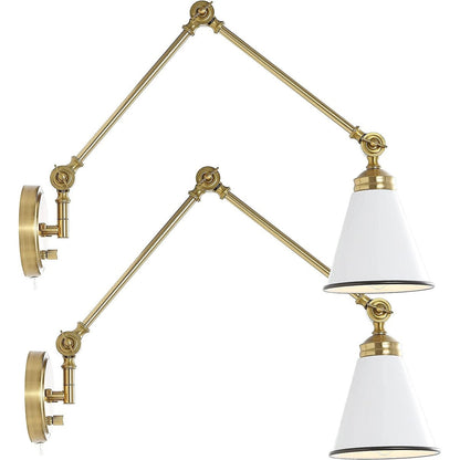 WINGBO Industrial Swing Arm Wall Sconce with Metal Shade,2-Pack...