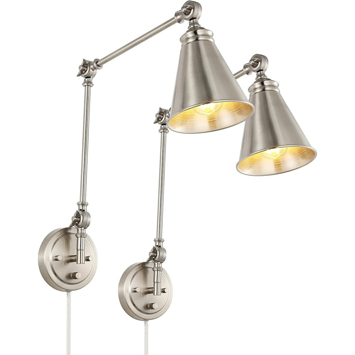 WINGBO Industrial Swing Arm Wall Sconce with Metal Shade,2-Pack...